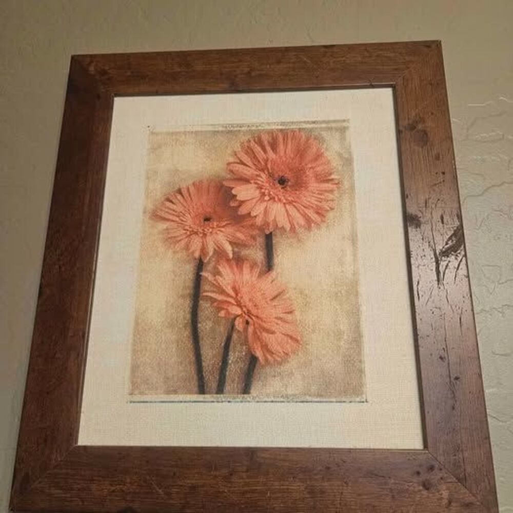 Framed Orange Gerbera Floral Wall Art Print